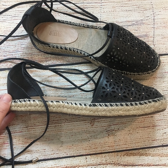 Anthro Jasper & Jeera Rosecut black espadrilles 7 - Picture 6 of 7